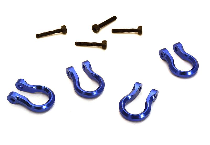 C27955BLUE Realistic 1/10 Bow Shackle (4) for Off-Road Trail Rock Crawling - Image 1