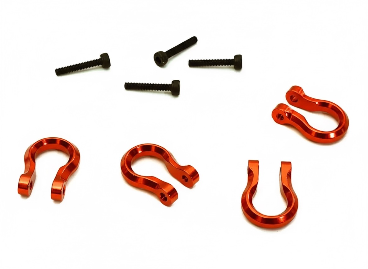C27955RED Realistic 1/10 Bow Shackle (4) for Off-Road Trail Rock Crawling - Image 1