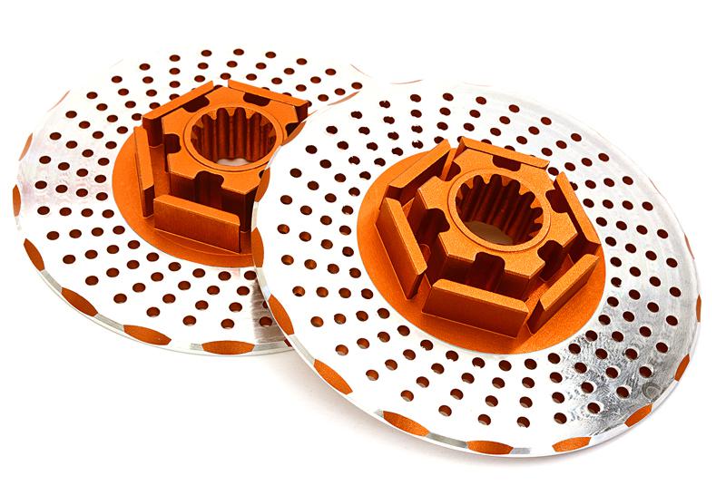 C27962ORANGE Realistic Alloy Rear Brake Disc (2) for Traxxas X-Maxx 4X4 7756 - Image 1