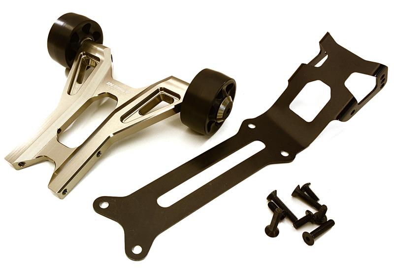 C27985GREY Billet Machined Wheelie Bar Kit for Traxxas X-Maxx 4X4 - Image 1