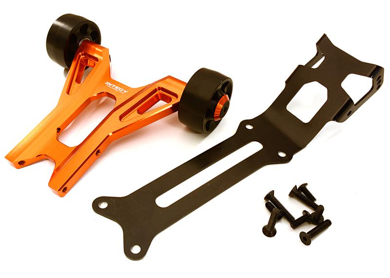 C27985ORANGE Billet Machined Wheelie Bar Kit for Traxxas X-Maxx 4X4 - Image 1