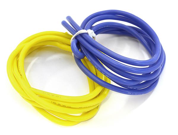 C28013 Flexible 16 AWG Gauge Silicone Wire 1m Set, 39in Blue 39in Yellow - Image 1