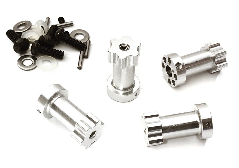 C28018SILVER 12mm Hex Extended Wheel (4) Hub 25mm Thick for Most Traxxas 1/10 - Image 1