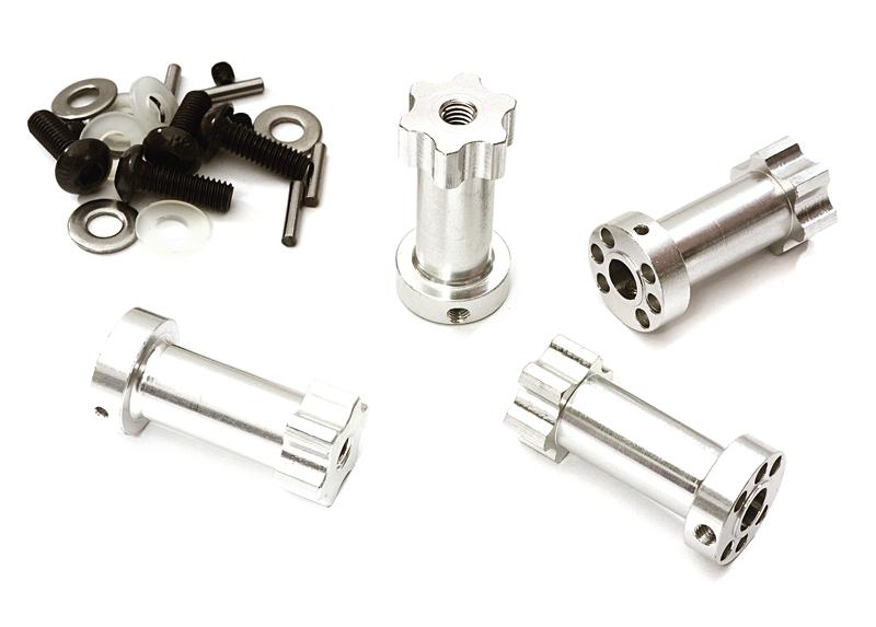 C28019SILVER 12mm Hex Extended Wheel (4) Hub 28mm Thick for Most Traxxas 1/10 - Image 1