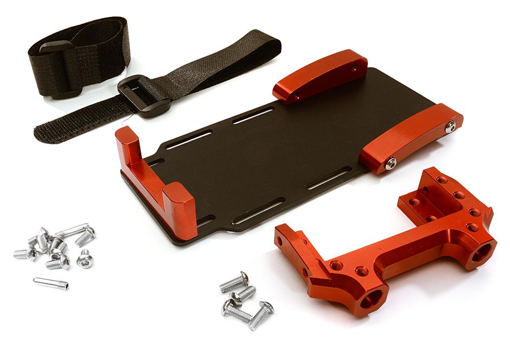 C28023RED Laydown Battery Tray w/ Forward Servo Mount for Axial 1/10 SCX10 II (#90046-47) - Image 1