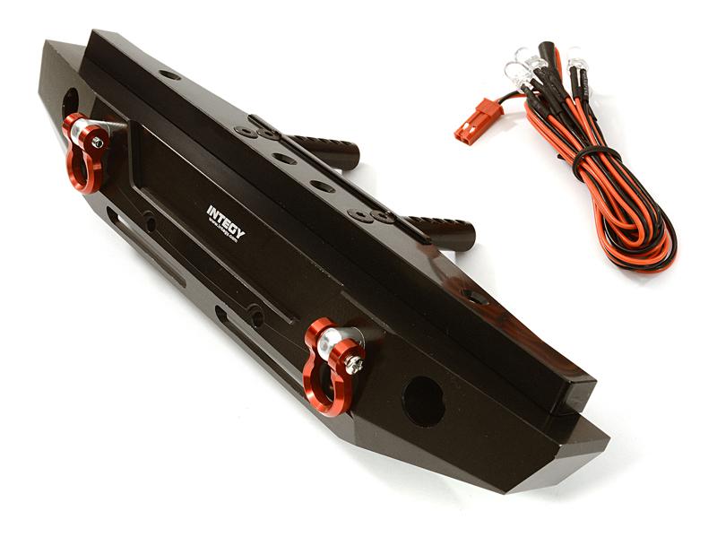 C28031BLACK Black Realistic Rear Alloy Bumper with LED for Traxxas TRX-4 with 43mm Mount - Image 1