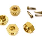 12mm Hex Wheel (4) Hub Brass 5mm Thick for Traxxas TRX-4 Scale & Trail Crawler