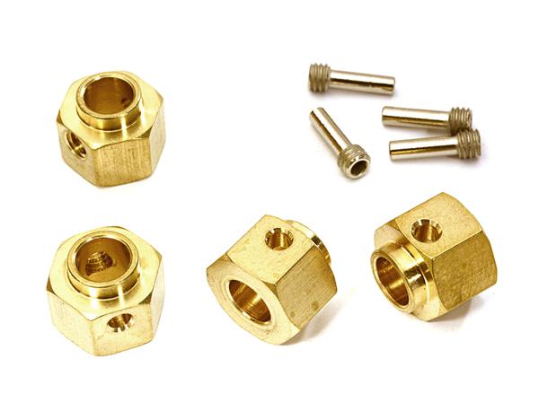 C28090 12mm Hex Wheel (4) Hub Brass 8mm Thick (+3mm Offset) for Traxxas TRX-4 Crawler - Image 1