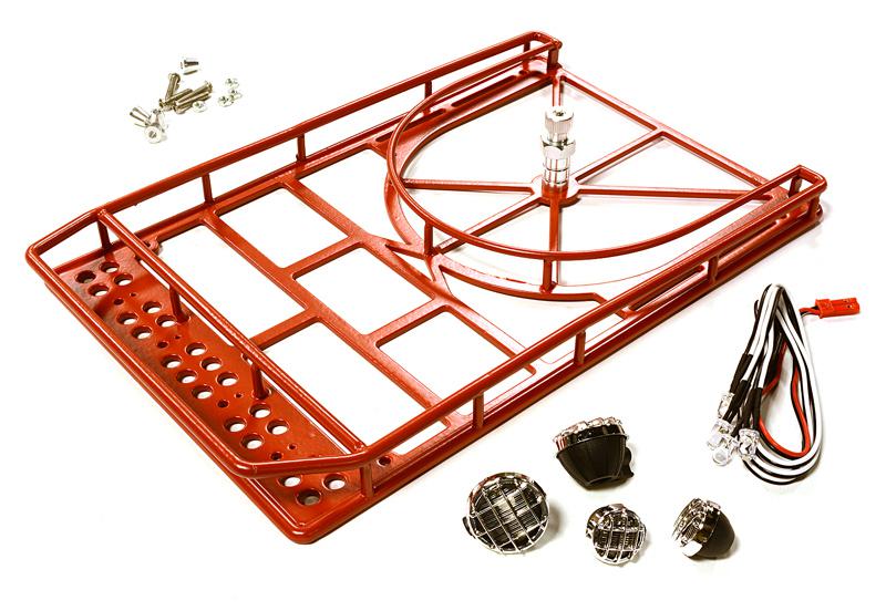 C28121RED Realistic 1/10 Scale Alloy Luggage Tray 240x152x21mm with 4 LED Spot Light Set - Image 1