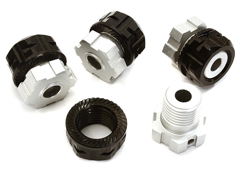 C28154BLACK Billet Machined 17mm Wheel Hex (4) +0mm Offset for T-Maxx, 1/10 Revo & Summit - Image 1