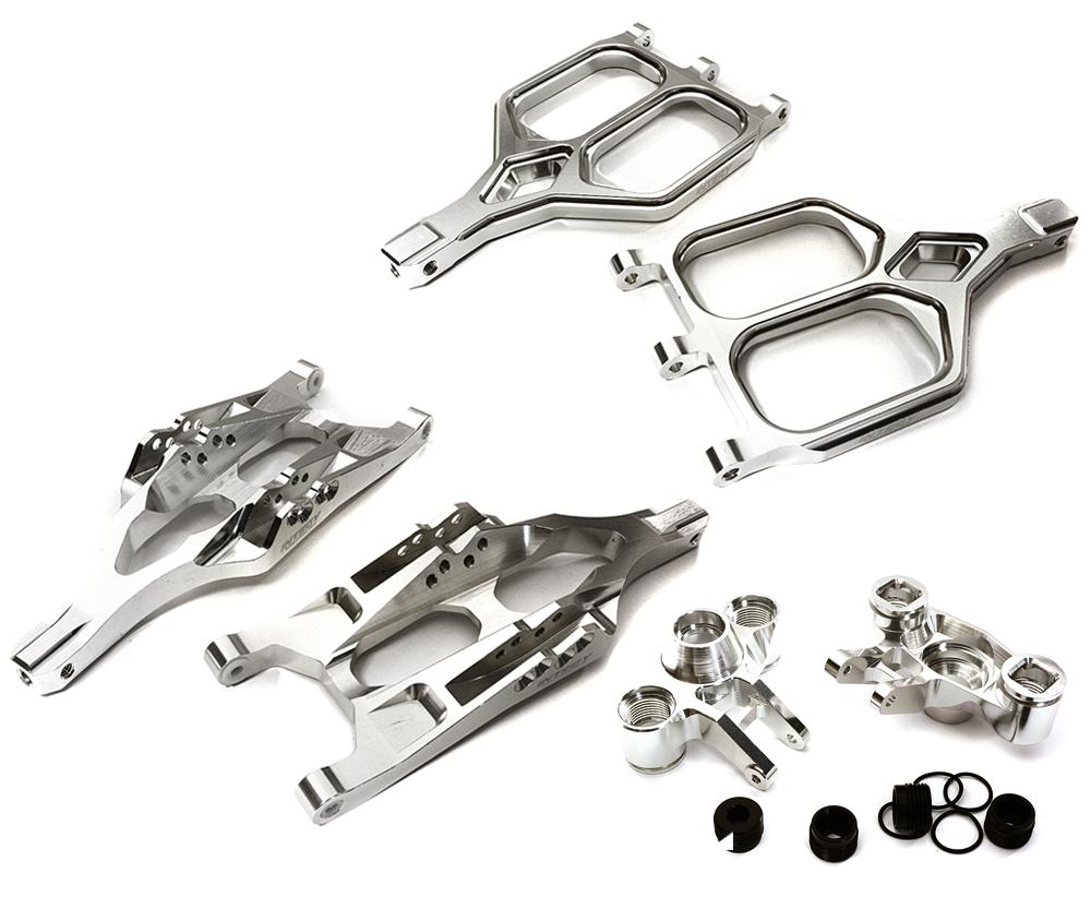 C28156SILVER Billet Machined Front Suspension Set for 1/10 T-Maxx/E-Maxx 3903/5/8, 4907/8 - Image 1