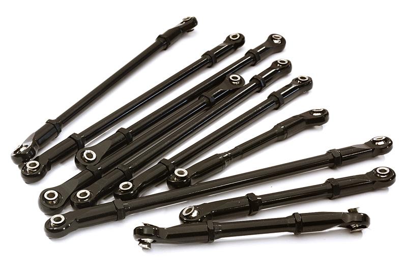 C28195BLACK Alloy Machined Steering & Suspension Linkage Set(10) for 1/10 TRX-4 (12.8-in WB) - Image 1