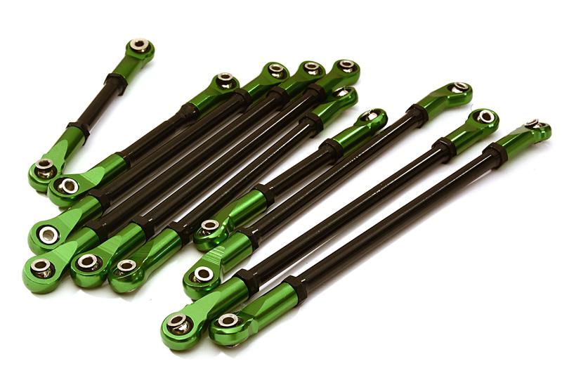 C28195GREEN Alloy Machined Steering & Suspension Linkage Set(10) for 1/10 TRX-4 (12.8-in WB) - Image 1