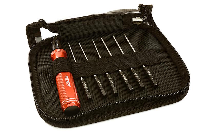 C28212RED QuickPit 7 Piece Set, Allen Hex Tip w/ 1/4 Adapter (0.05 1.5 1/16 5/64 3/32 2.5) - Image 1