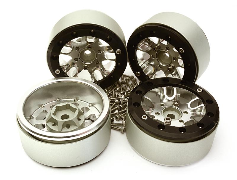 C28218SILVER Billet Machined 1.9 Alloy Wheels for Traxxas TRX-4 Scale & Trail Crawler - Image 1