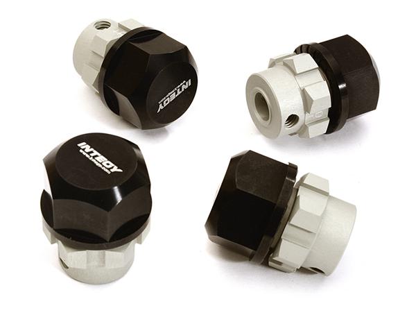 C28222BLACK Billet Machined 17mm Wheel Hex (4) +6mm Offset for T-Maxx, 1/10 Revo & Summit - Image 1