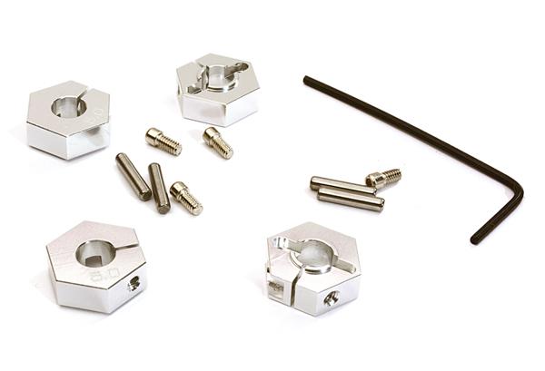 C28223SILVER 12mm Silver Hex Wheel Hubs 5mm Thick for 1/10 RC Drift, Axial, Tamiya - Image 1