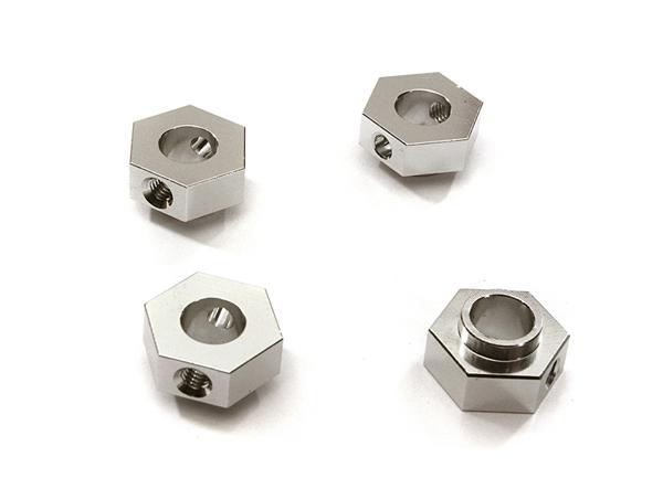 C28237SILVER Alloy Machined 12mm Hex Wheel (4) Hub 5mm Thick for Traxxas TRX-4 Scale Crawler - Image 1