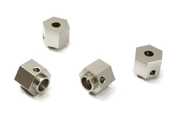 C28238SILVER Alloy Machined 12mm Hex Wheel (4) Hub 9mm Thick for Traxxas TRX-4 Scale Crawler - Image 1