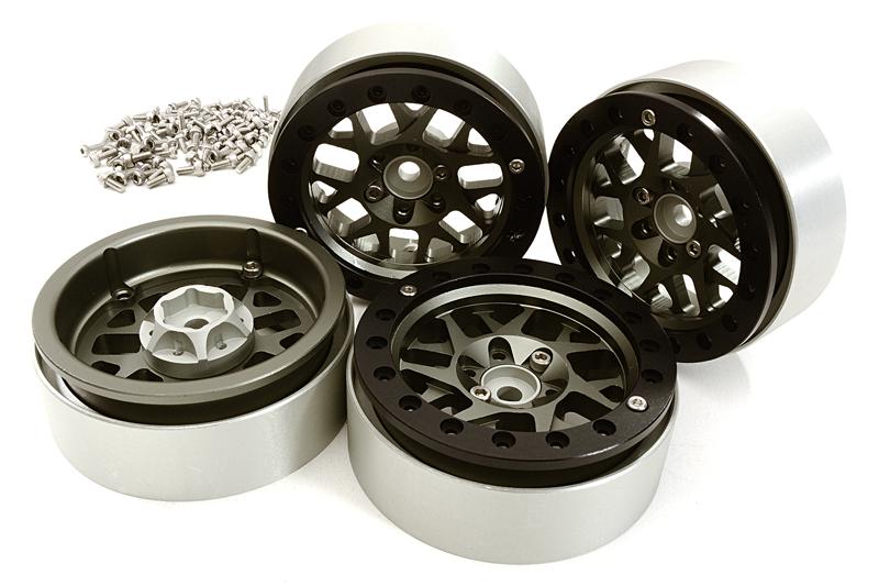 C28252GUN Billet Machined 2.2 Size 14 Spoke Wheels w/ +3 Adapters for Traxxas TRX-4 - Image 1