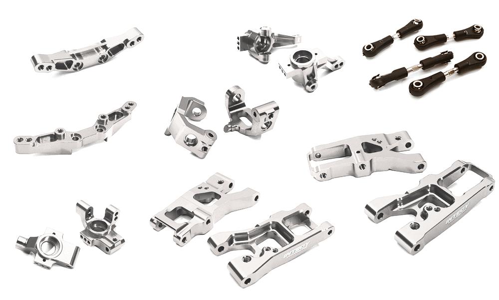 C28347SILVER Silver Billet Machined Suspension Conversion Upgrade for Traxxas 1/10 4-Tec 2.0 - Image 1