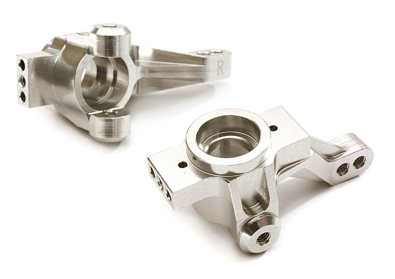 C28348SILVER Billet Machined Steering Knuckles for Traxxas 1/10 4-Tec 2.0 - Image 1