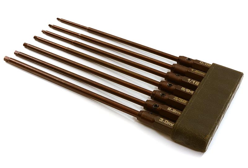 C28392 HD 7pcs Hex Tip Set w/ 1/4 Inch Adapter (0.05 1.5 1/16 5/64 2.5 3/32 3.0) - Image 1