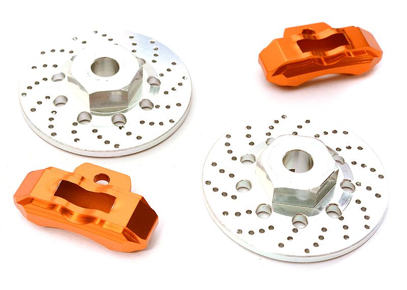 C28425ORANGE Realistic Alloy Rear Brake Disc for Traxxas 1/10 4-Tec 2.0 - Orange (2-Pack) - Image 1