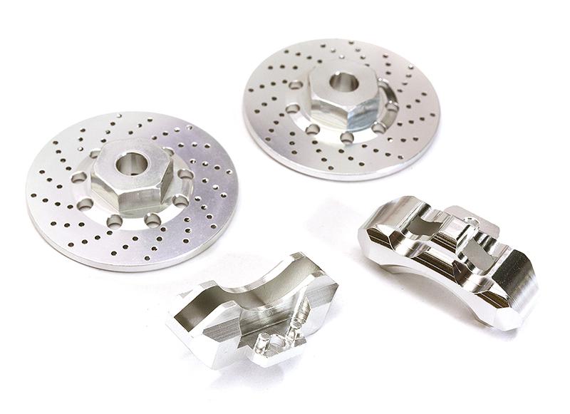 C28426SILVER Realistic Silver Alloy Front Brake Disc for Traxxas 1/10 4-Tec 2.0 (2-Pack) - Image 1