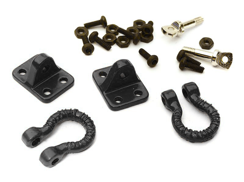 C28429BLACK Realistic Alloy Bow Shackles w/ Mounting Brackets for 1/10 Off-Road & Crawler - Image 1