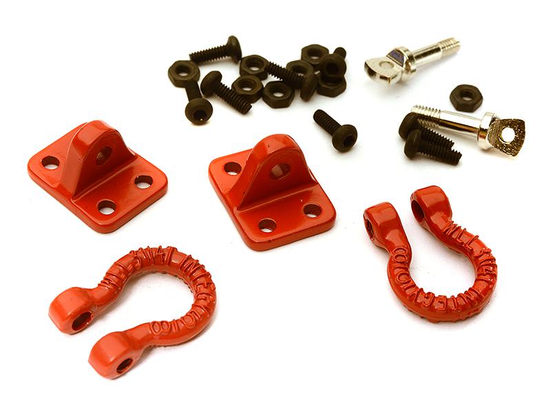 C28429RED Realistic Alloy Bow Shackles w/ Mounting Brackets for 1/10 Off-Road & Crawler - Image 1