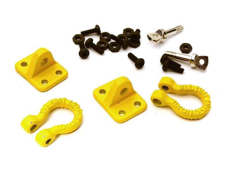 C28429YELLOW Realistic Alloy Bow Shackles w/ Mounting Brackets for 1/10 Off-Road & Crawler - Image 1