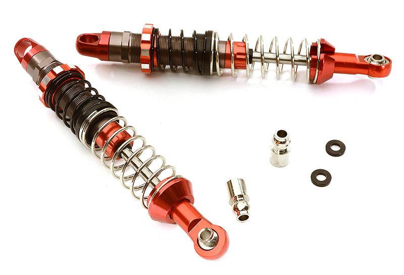 C28481RED 100mm Billet Machined Alloy Shocks for Axial 1/10 SCX-10, SCX10 II & SCX10 III - Image 1