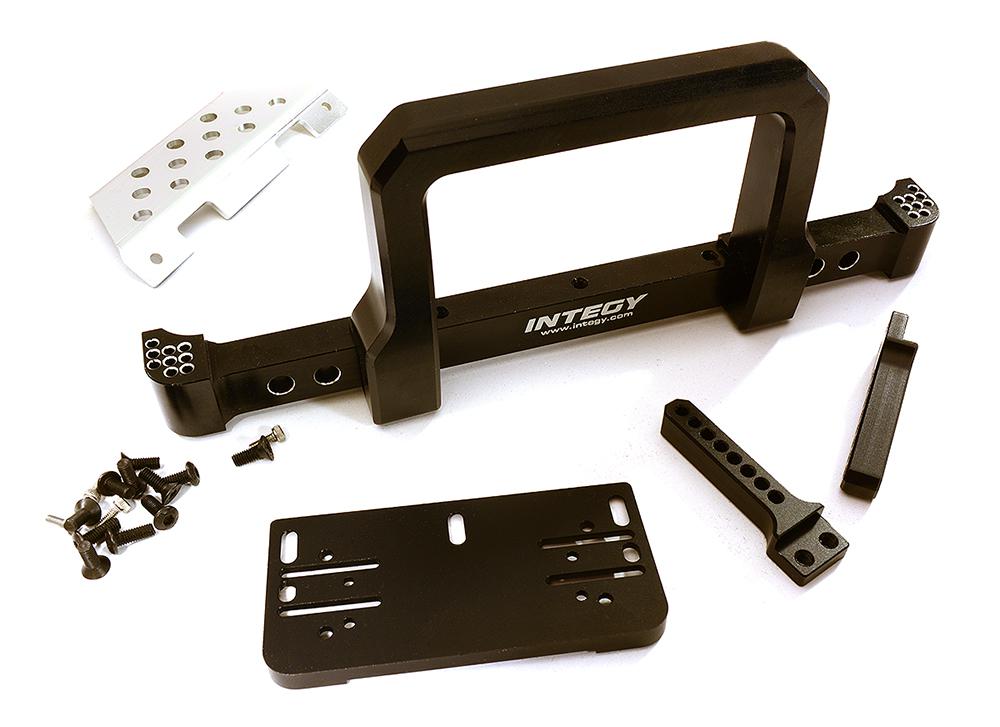 C28483BLACK Realistic Front Alloy Bumper w/ Motorized Winch Mount for Traxxas TRX-4 Defender - Image 1
