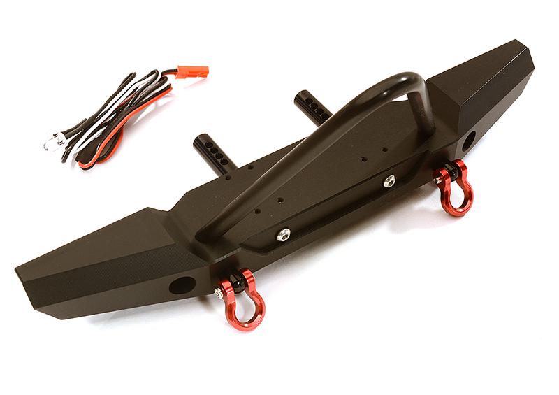 C28492BLACK Realistic Front Alloy Bumper w/ LED for Traxxas TRX-4 w/ 43mm Mount - Image 1