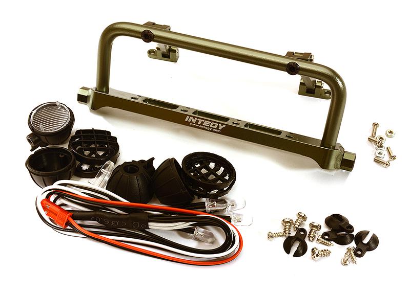 C28502GUN Realistic Roof Top 4 LED Light Bar Cage 125x41mm for 1/10 Scale Crawler - Image 1