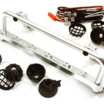 Realistic Roof Top 5 LED Light Bar Cage 148x41mm for 1/10 Scale Crawler