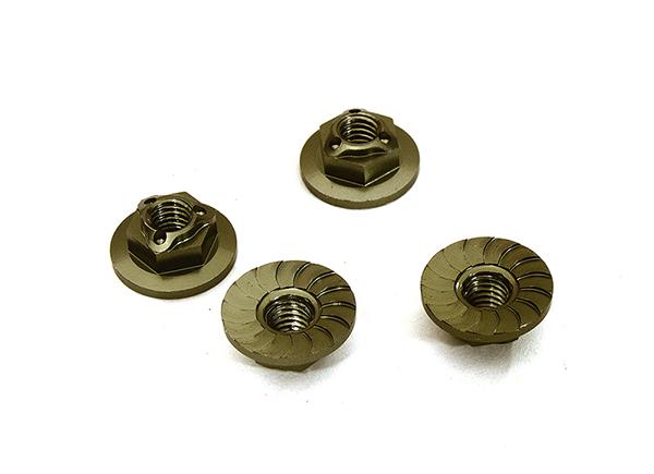 C28509GUN Realistic M4 Size Machined 4mm Serrated Wheel Nuts Flanged for Most 1/10 Scale - Image 1