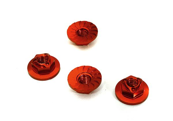 C28509RED Realistic M4 Size Machined 4mm Serrated Wheel Nuts Flanged for Most 1/10 Scale - Image 1