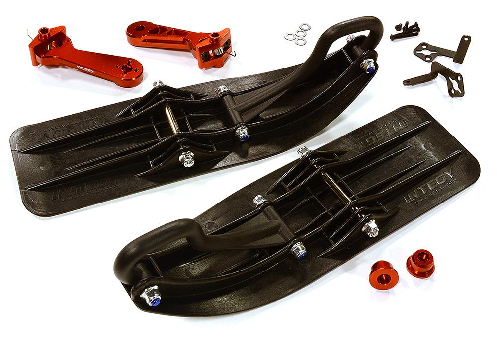 C28553RED Front Sled Ski Attachment Set for Traxxas 1/10 E-Revo 2.0 (for RWD Operation) - Image 1