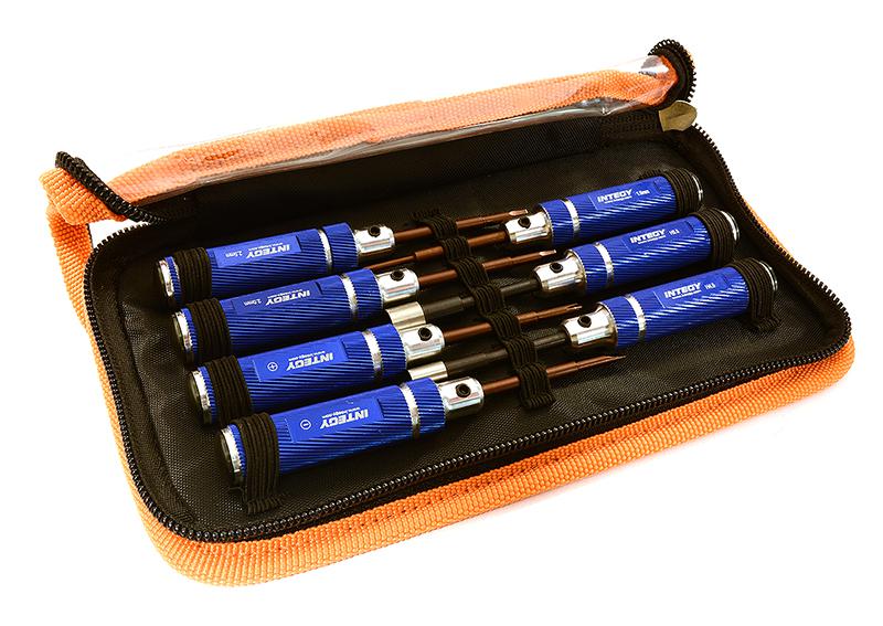 C28571BLUE 7pcs Mini Tool Set, 1.5, 2.0, 2.5mm Allen + 4.5, 5.5 Socket + Screw Driver Tips - Image 1