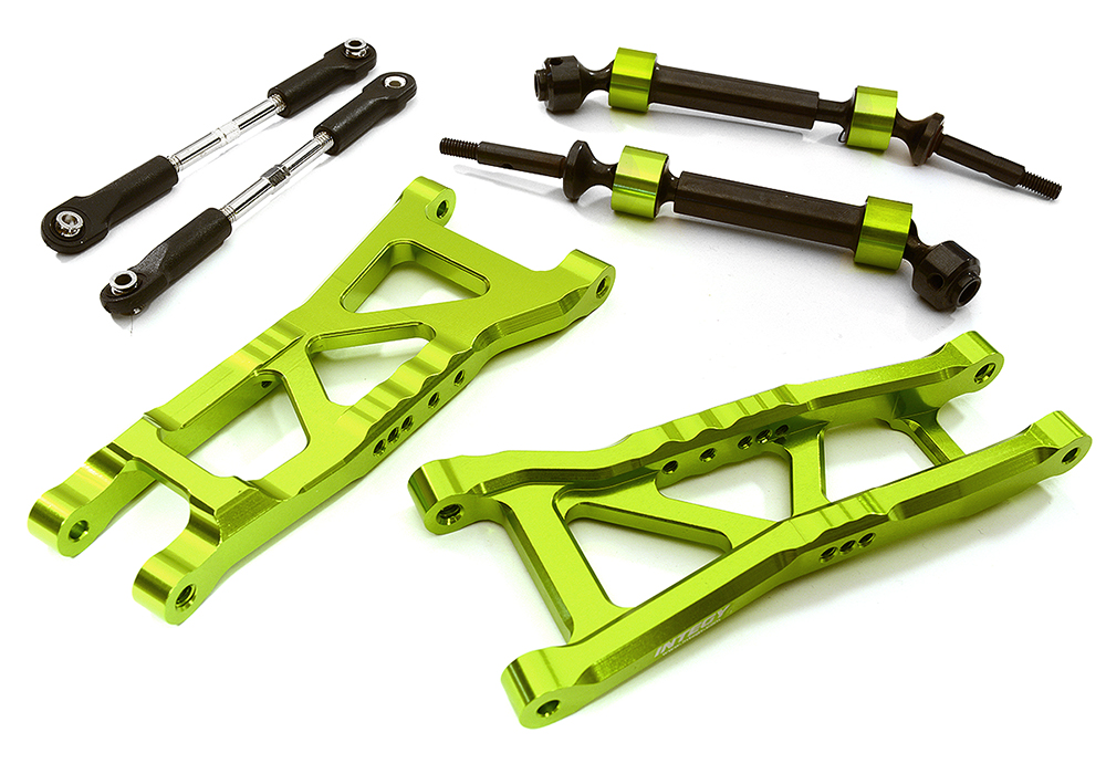 C28573GREEN Billet Extended Rear Suspension Kit+Drive Shafts for Traxxas 1/10 Slash 2WD 2555 - Image 1