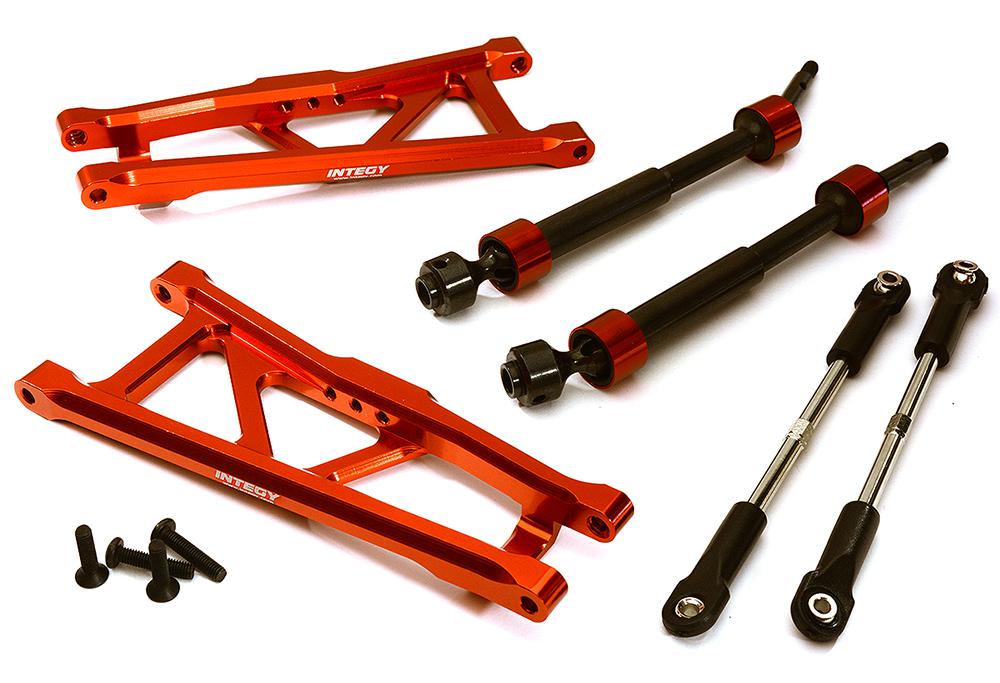 C28577RED Extended Rear Suspension Kit+Drive Shafts for 1/10 Stampede 2WD 1591 3641A 3655X - Image 1
