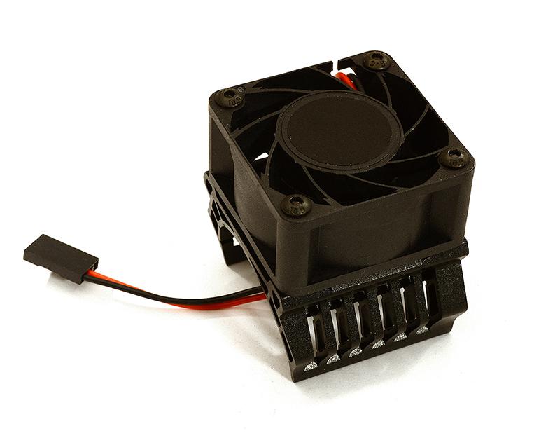 C28598BLACK 36mm Motor Heatsink+40x40mm Cooling Fan 17k rpm for Most 1/10 On-Road & Off-Road - Image 1