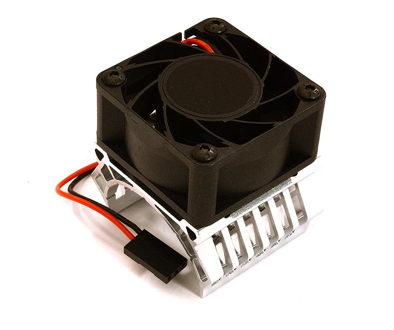 C28598SILVER 36mm Motor Heatsink+40x40mm Cooling Fan 17k rpm for Most 1/10 On-Road & Off-Road - Image 1