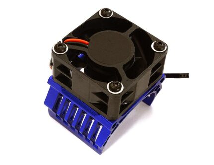 High-Speed 42mm Blue Motor Heatsink with 40x40mm Cooling Fan for 1/10 RC Cars
