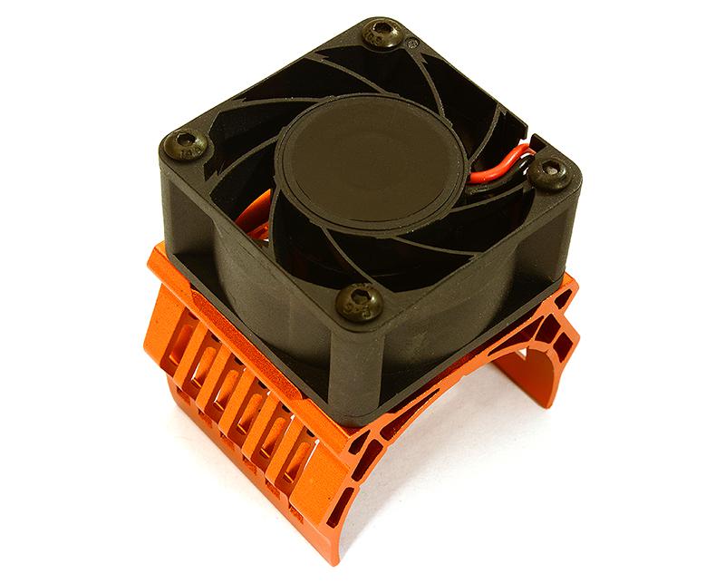 C28604ORANGE 42mm Motor Heatsink+40x40mm Cooling Fan 17k rpm for 1/10 Summit & E-Revo - Image 1