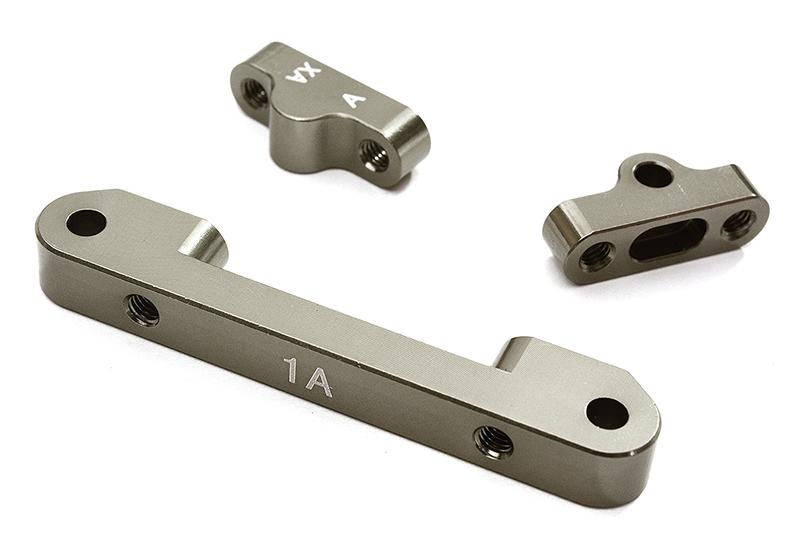 C28639GREY Billet Machined Alloy Front Suspension Mount Set for Tamiya 1/10 TA07 PRO - Image 1