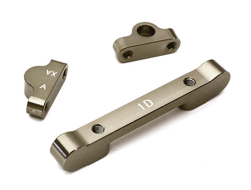 C28640GREY Billet Machined Alloy Rear Suspension Mount Set for Tamiya 1/10 TA07 PRO - Image 1