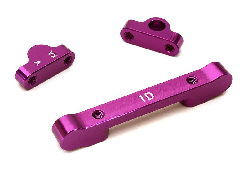C28640PURPLE Billet Machined Alloy Rear Suspension Mount Set for Tamiya 1/10 TA07 PRO - Image 1